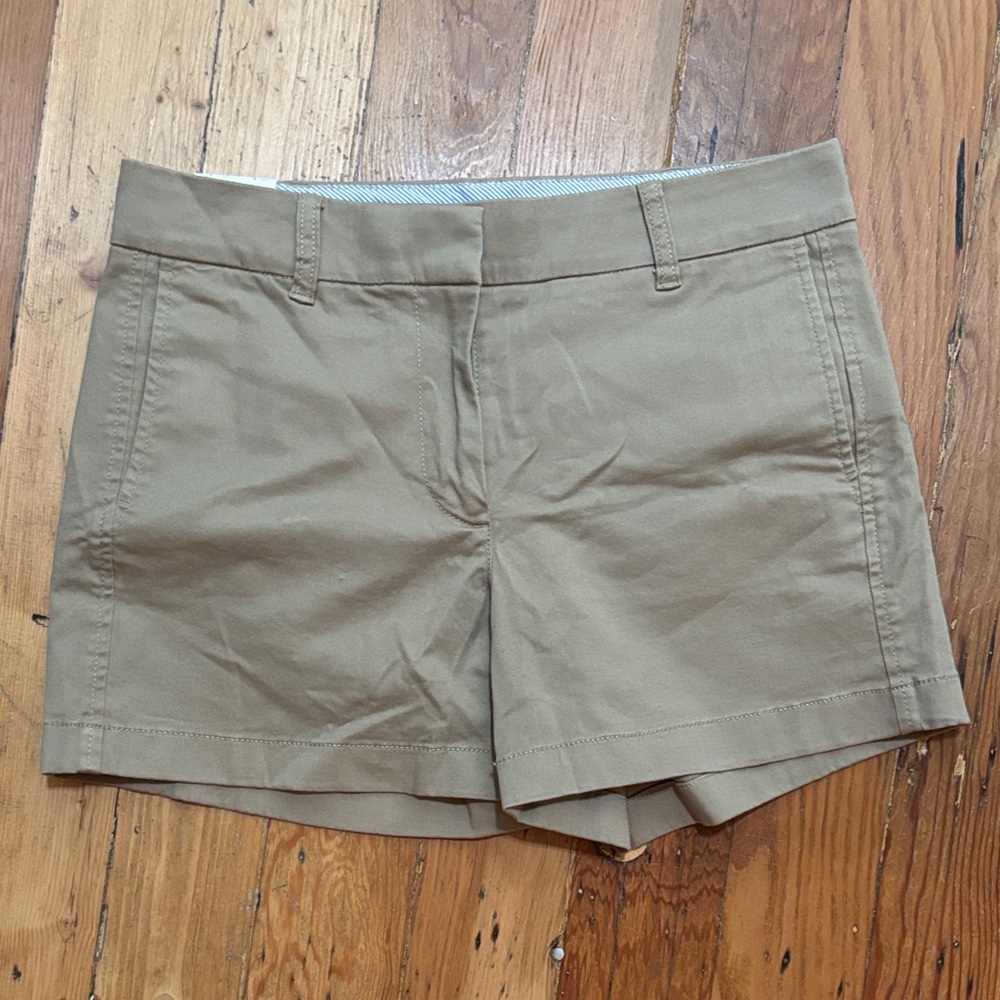 J. Crew 4” Chino Khaki Tan Shorts Cotton Size 4 NWT